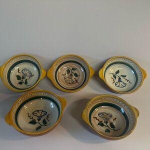 Hand-Painted Floral Ceramic Bowls Set